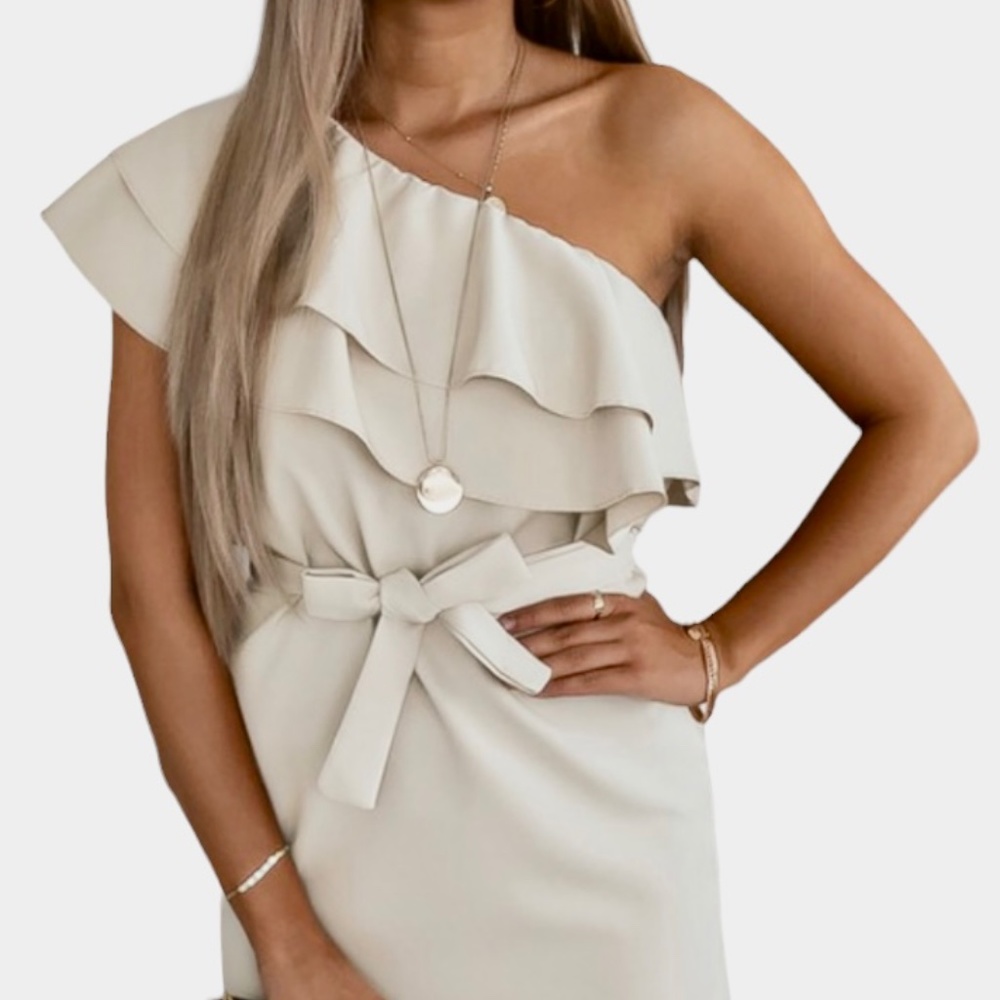 One Shoulder Ruffled Mini Dress - Picture 3 of 3